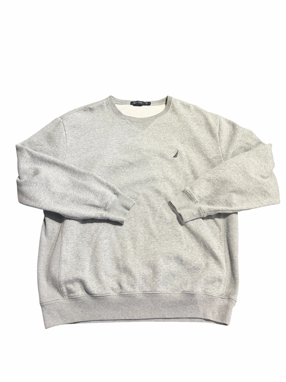 Nautica Men's Gray Crewneck Sweatshirt Embroidered Logo Fleece Pullover XL